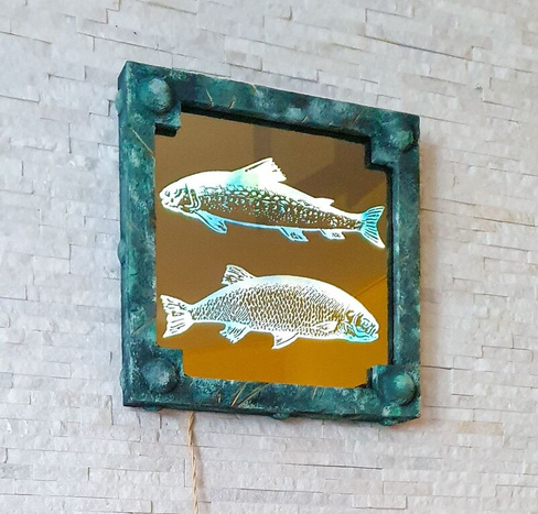 Панно настенное зеркальное Рыбы (Размер: 70x70)