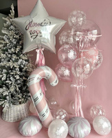 Новогодний гелиевый белый набор шаров "Нежный новый год"
