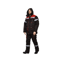 Костюм рабочий Титан утепленный, куртка+полукомбинезон, черный+красный СИРИУС-ТИТАН 02322