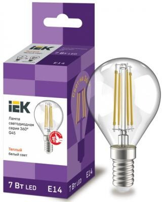 Iek LLF-G45-7-230-30-E14-CL Лампа LED G45 шар прозр. 7Вт 230В 3000К E14 серия 360° IEK