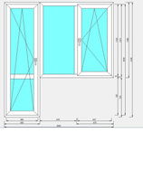 Балконный блок пятикамерное EXPROF 2-ств GEVISS 40 мм 3 стекла