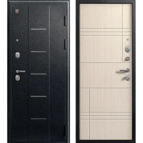 Дверь входная металлическая Фортис V-06 96x205 см правая черный муар/светлая лиственница ЦЕНТУРИОН
