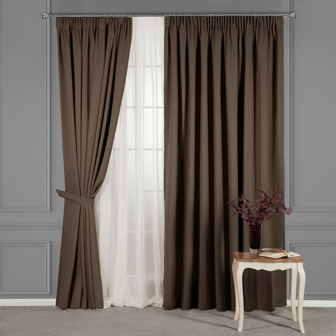 Классические шторы Марлон цвет: коричневый (260х275 см - 2 шт)