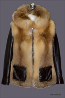 Куртка женская лиса рыжая с кожей, 3000